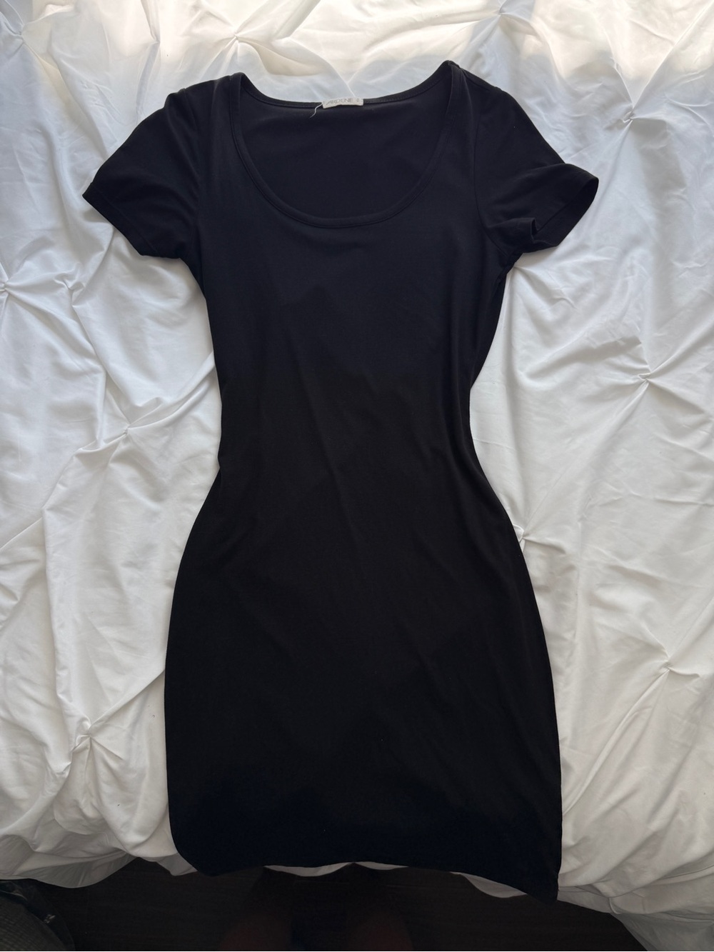 Classic T Shirt Black Scoop Neck Short Sleeve Dress - Women